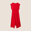 Robe évasée taille smockée rouge femme