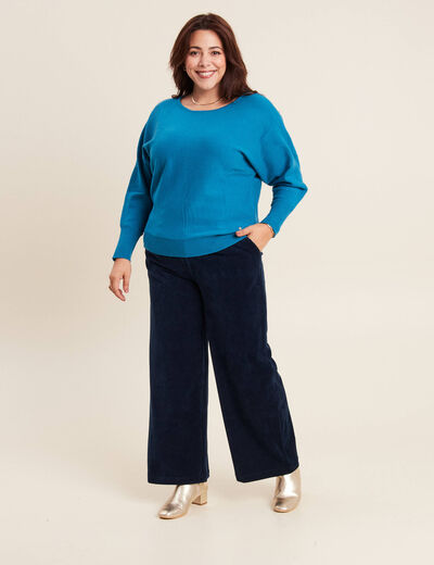 Pull manches longues bleu canard femme