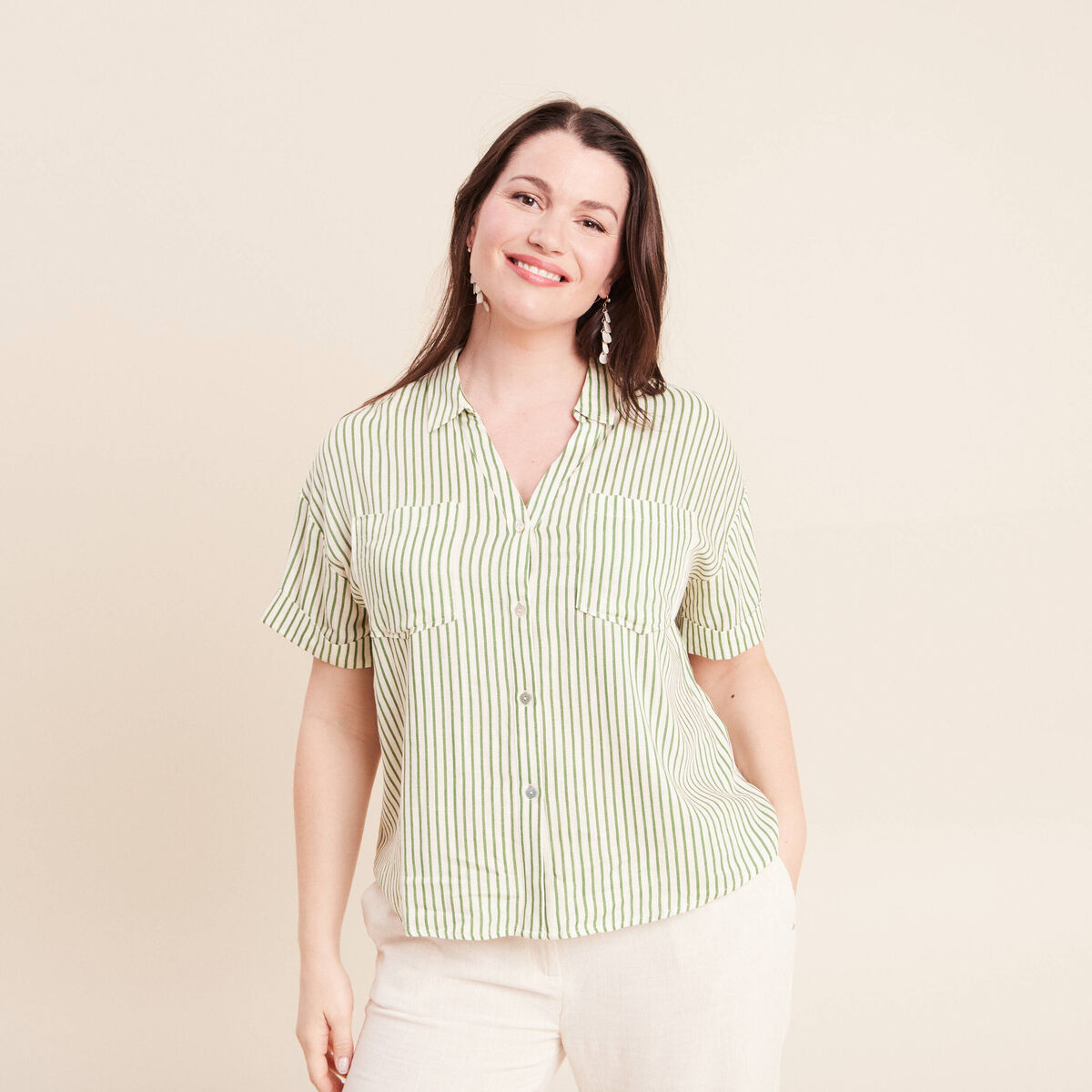 Chemise manches courtes blanc femme