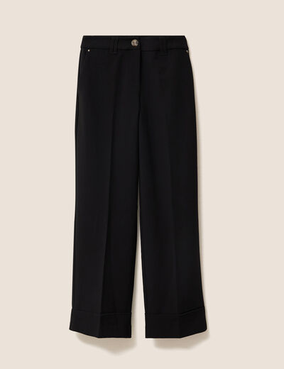 Pantalon taille haute fluide noir femme