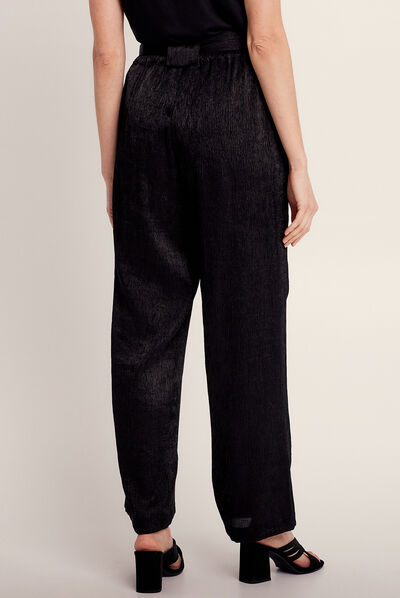 Pantalon flou fils métallisés noir femme