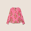 Blouse ample col v manches longues rose femme
