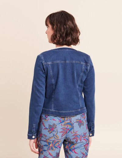 Veste r&eacute;versible cintr&eacute;e en jean bleu femme