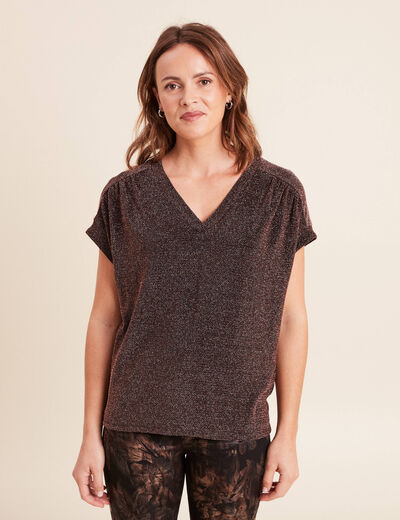 T-shirt manches courtes couleur cuivre femme
