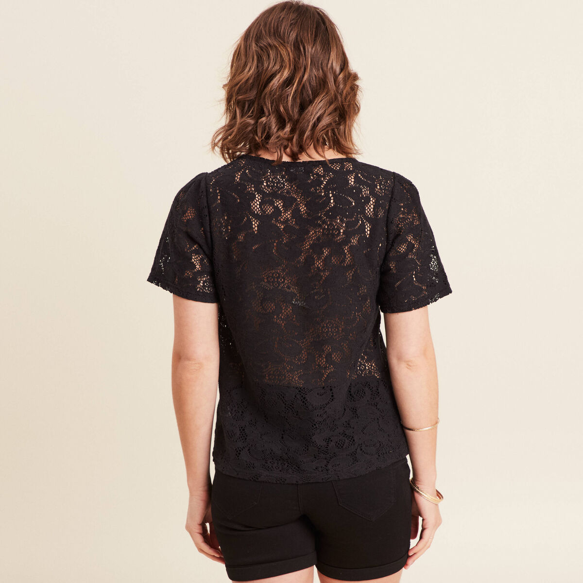 T-shirt manches courtes noir femme