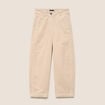 Pantalon barrel 7/8&egrave;me en velours sable femme