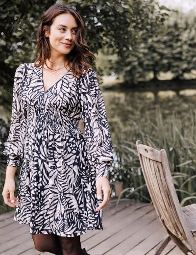 Robe évasée fluide marron clair femme