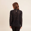 T-shirt cintr&eacute; col montant dentelle noir femme