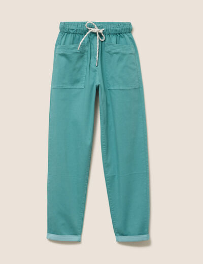Pantalon coupe mom 7/8&egrave;me bleu turquoise femme