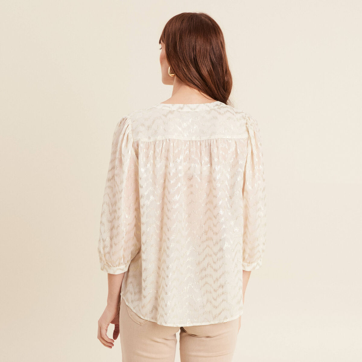 Blouse manches 3/4 creme femme