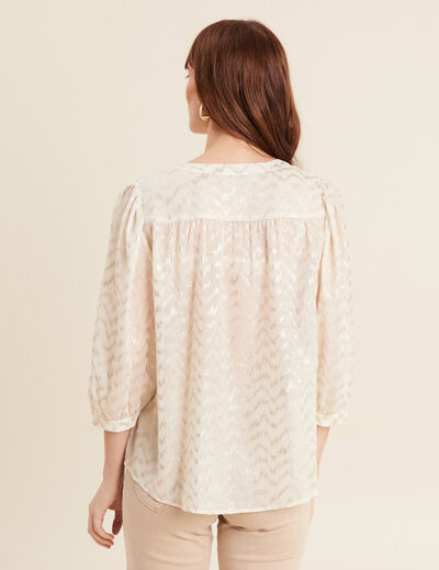 Blouse manches 3/4 creme femme