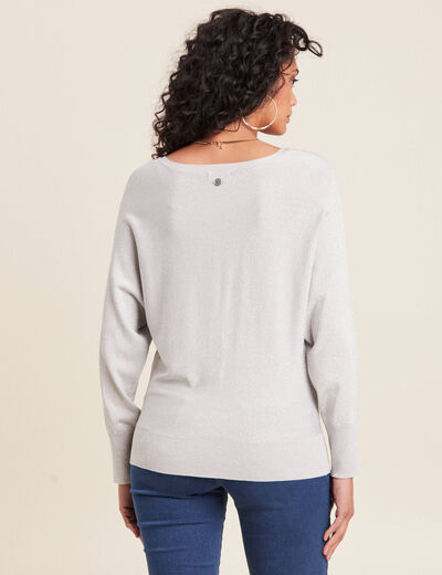 Pull manches longues couleur argent femme