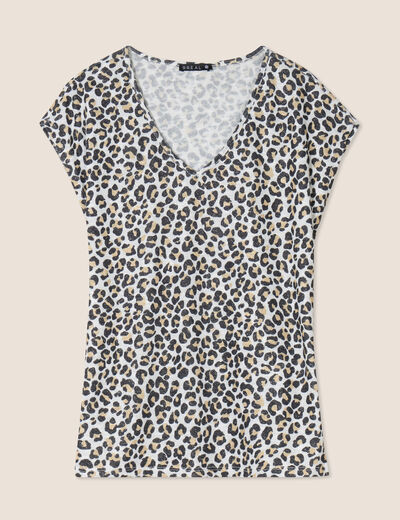 T-shirt manches courtes creme femme