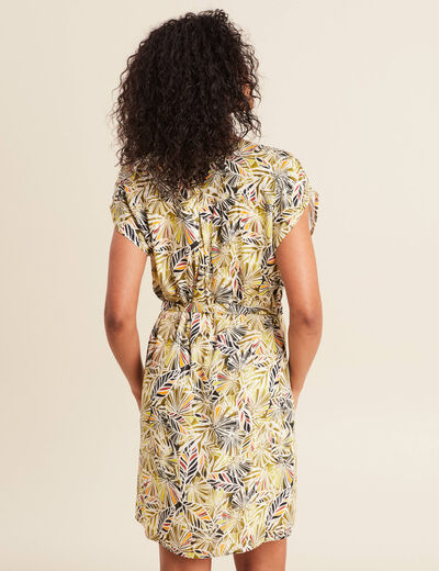 Robe droite fluide col en V vert femme