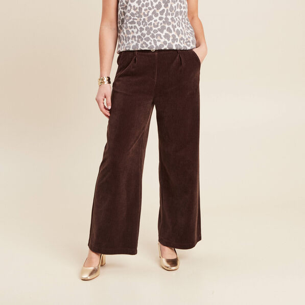 pantalon large velours marron femme Pantalon large velours marron femme