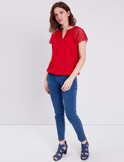 T-shirt manches courtes rose framboise femme