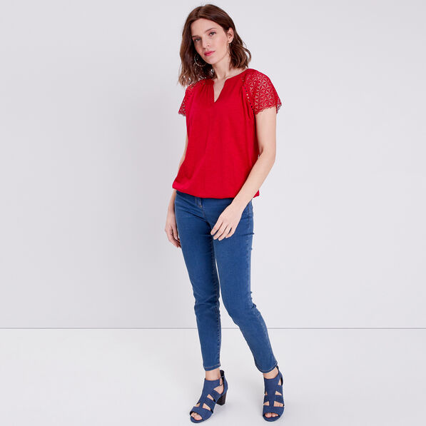 T-shirt manches courtes rose framboise femme