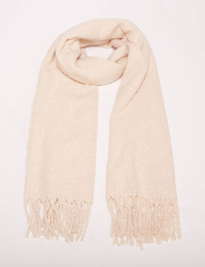 Écharpe à franges creme femme