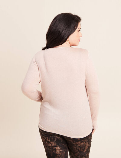 T-shirt ajust&eacute; manches longues beige femme