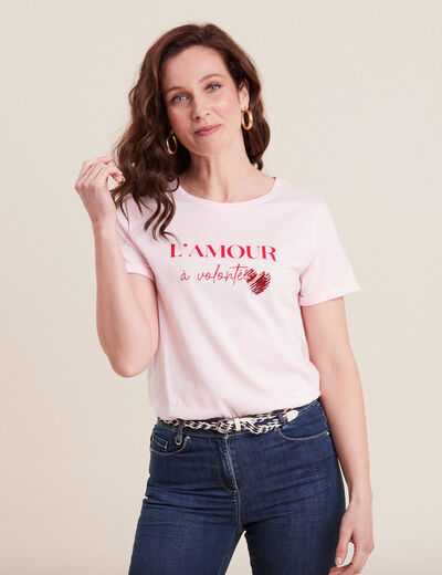 T-shirt manches courtes rose femme