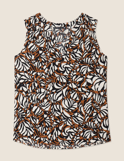 Blouse sans manches marron femme