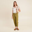 Pantalon coupe mom 7/8&egrave;me vert kaki femme