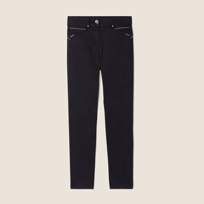 Pantalon ajusté taille haute noir femme