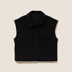Veste courte droite sans manches noir femme