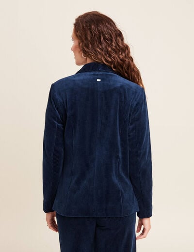 Veste tailleur velours bleu marine femme