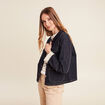 Veste sans col denim brut femme