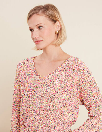 Pull manches longues rose fushia femme
