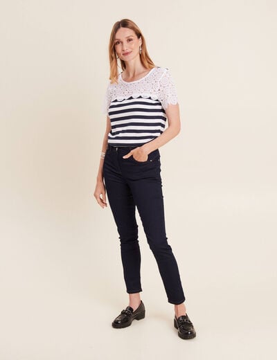 T-shirt manches courtes bleu foncé femme