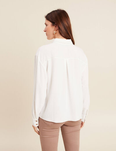 Chemise fluide manches longues ecru femme