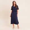 Robe 2 en 1 pliss&eacute;e col rond bleu marine femme