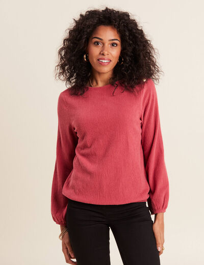 T-shirt manches longues rouge foncé femme