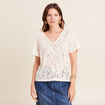 T-shirt manches courtes ecru femme