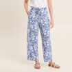 Pantalon ample taille haute bleu femme