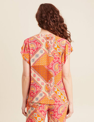 Blouse manches courtes orange femme