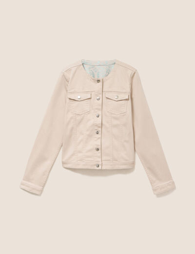 Veste cintr&eacute;e r&eacute;versible manches longues blanc femme