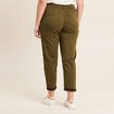 Pantalon coupe droite à coulisse vert olive femme