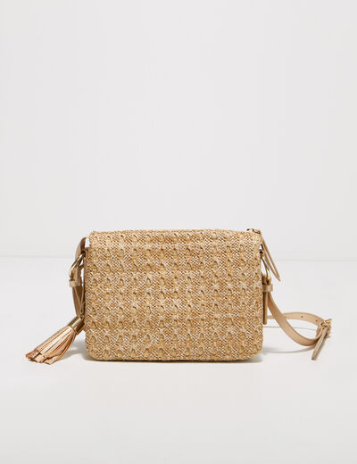Sac pochette tressé ecru femme
