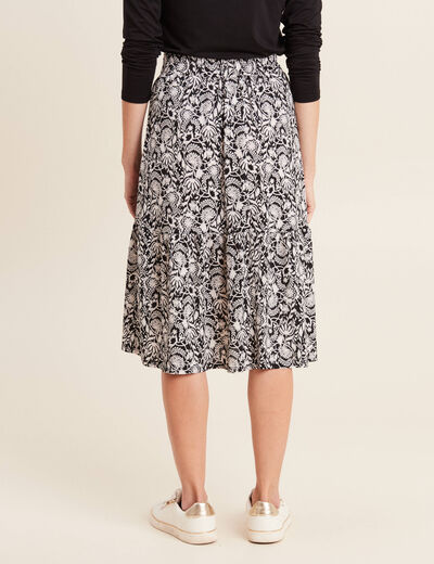 Jupe évasée fluide noir femme