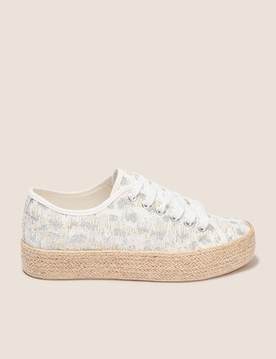 Espadrilles à lacets couleur argent femme