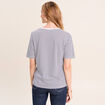 T-shirt droit broderie manches courtes bleu femme
