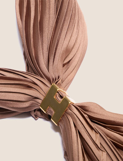 Foulard satiné marron clair femme