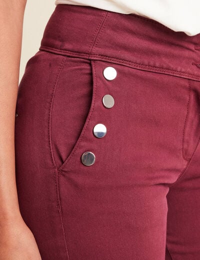 Pantalon coupe bootcut &agrave; pont bordeaux femme