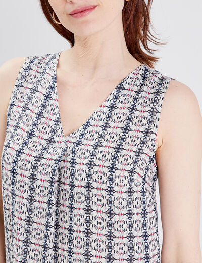 Blouse sans manches ecru femme