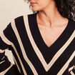 Pull droit court col v manches longues bleu femme