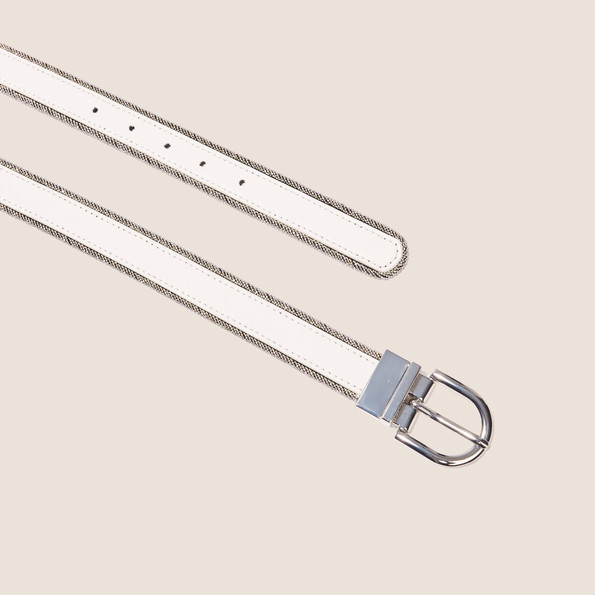 Ceinture réversible à perles ecru femme