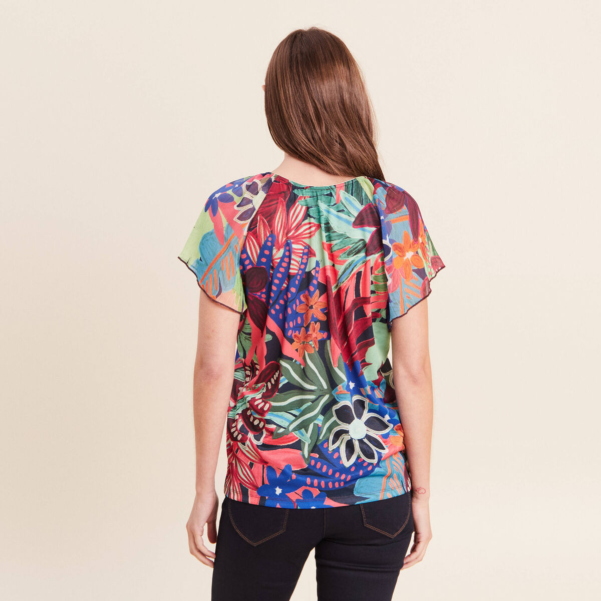 T-shirt manches courtes multicolore femme